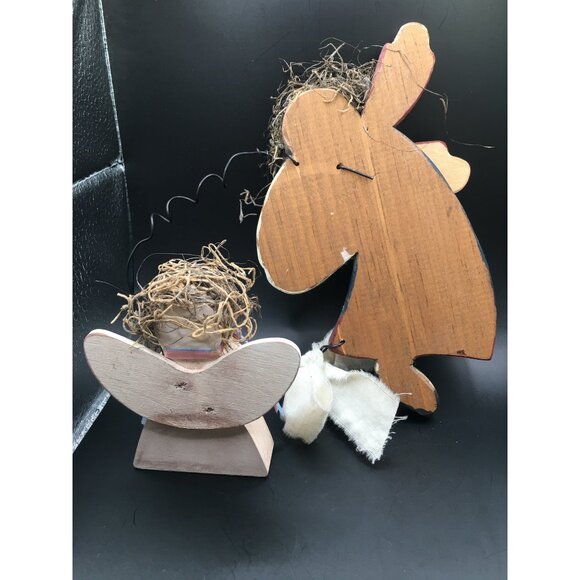 Vintage Handmade Wood Angels Ornaments with Wire Christmas Holiday Decor SET - Picture 9 of 15